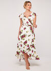 Floral Bouquet Ruffle Midi Dress, Cream, large