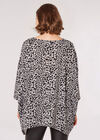 Leopard Oversized Waterfall Top, Grey, large