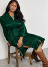Curve Satin Shirt Midi Dress, Green, large
