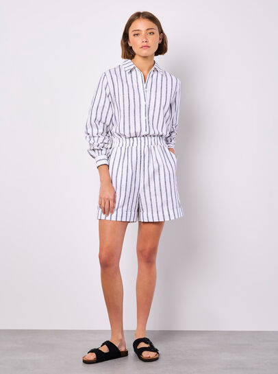 Linen Blend Stripe Shorts