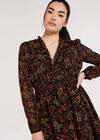 Paisley Ruffle Mini Dress , Black, large