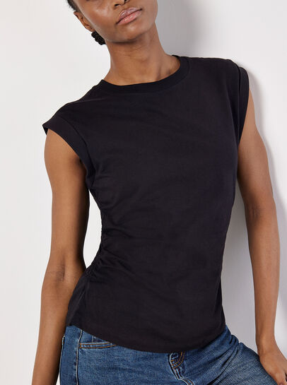 Cotton Jersey Side Ruched T-Shirt