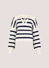 Stripe Cable Knit Jumper, White, large