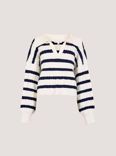 Stripe Cable Knit Jumper