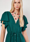 Angel Sleeve Button-Down Maxi Dress, Green, large