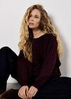 Cable Stripe Batwing Aran Jumper, Purple, large