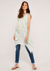 Leaf Print Panel Tunic, Cream, large