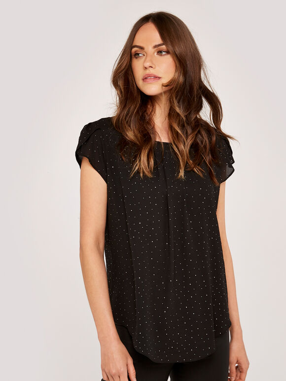 Studded Top, Black, large