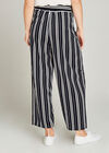 Navy Wide Leg Striped Culottes, Navy, large
