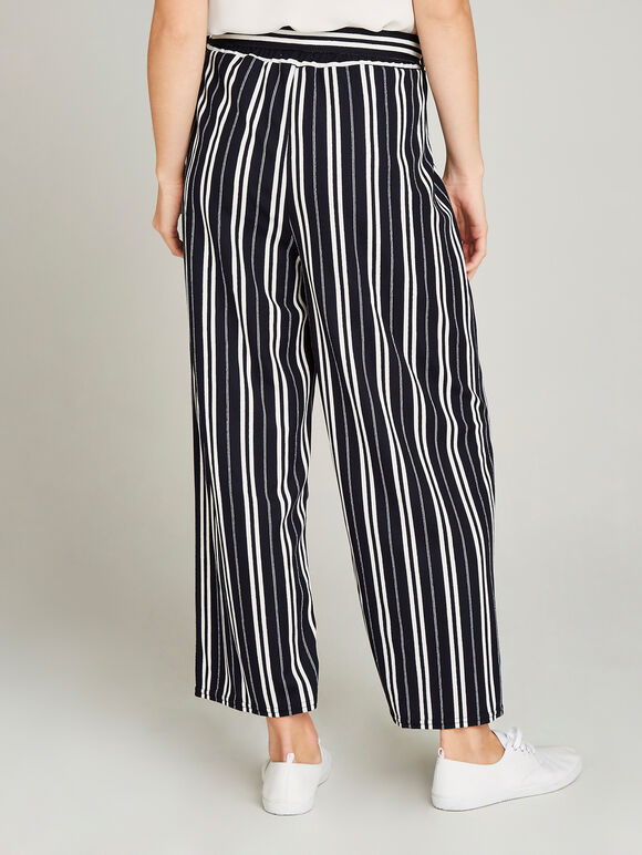 Navy Wide Leg Striped Culottes, Navy, large