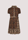 Ikat Tile Shirt Mini Dress, Rust, large