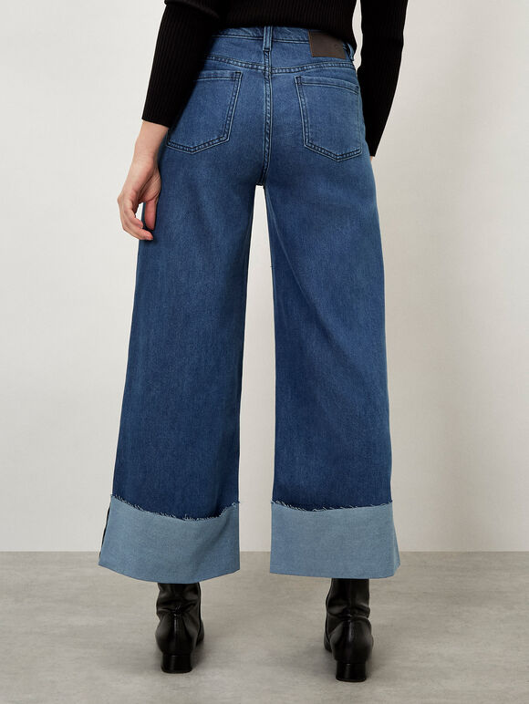 Ikeda Wide Leg Cropped Jeans, Blue, large