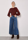 Contrast Chiffon Sleeves Jumper, Burgundy, large