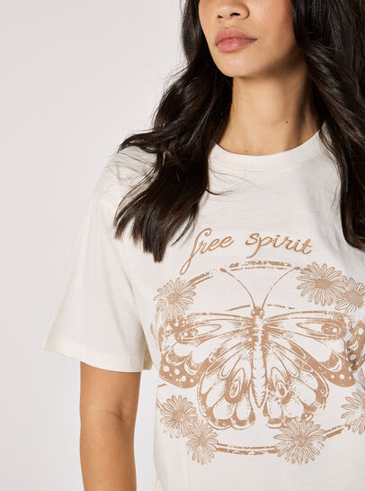 Free Spirit Embroidered Butterfly T-Shirt