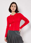 Zip Through Ribbed Knit Cardigan, Red, large