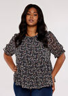 Curve Floral Ruffle Tiered Top, Navy, large