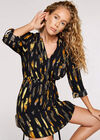 Brushstroke Print Mini Dress , Black, large