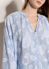 Embroidered Floral Stripe Blouse, Blue, large