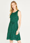 Apricot Leaf Pleat Detail Skater Dress, Green, large