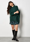 Chevron Knit Oversized Jumper, Green, large