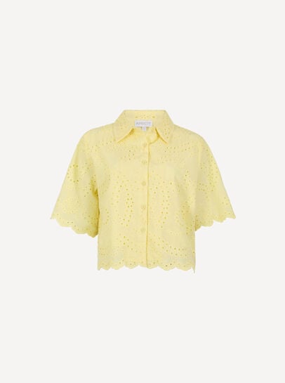 Scalloped Broderie Cropped Shirt