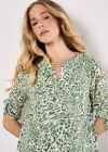 Mixed Animal Print Layered Blouse, Green, large