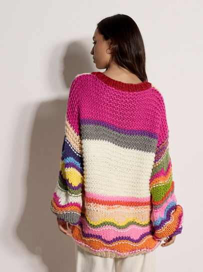 Multicoloured Wave Chunky Jumper