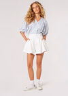 Pleat Detail Tailored Shorts, White, large
