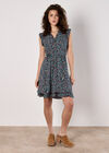 Ruffle Floral Mini Dress, Navy, large