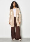 3D Daisy Chunky Knit Cardigan, Stone, large