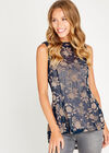Floral Peplum Top, Navy, large