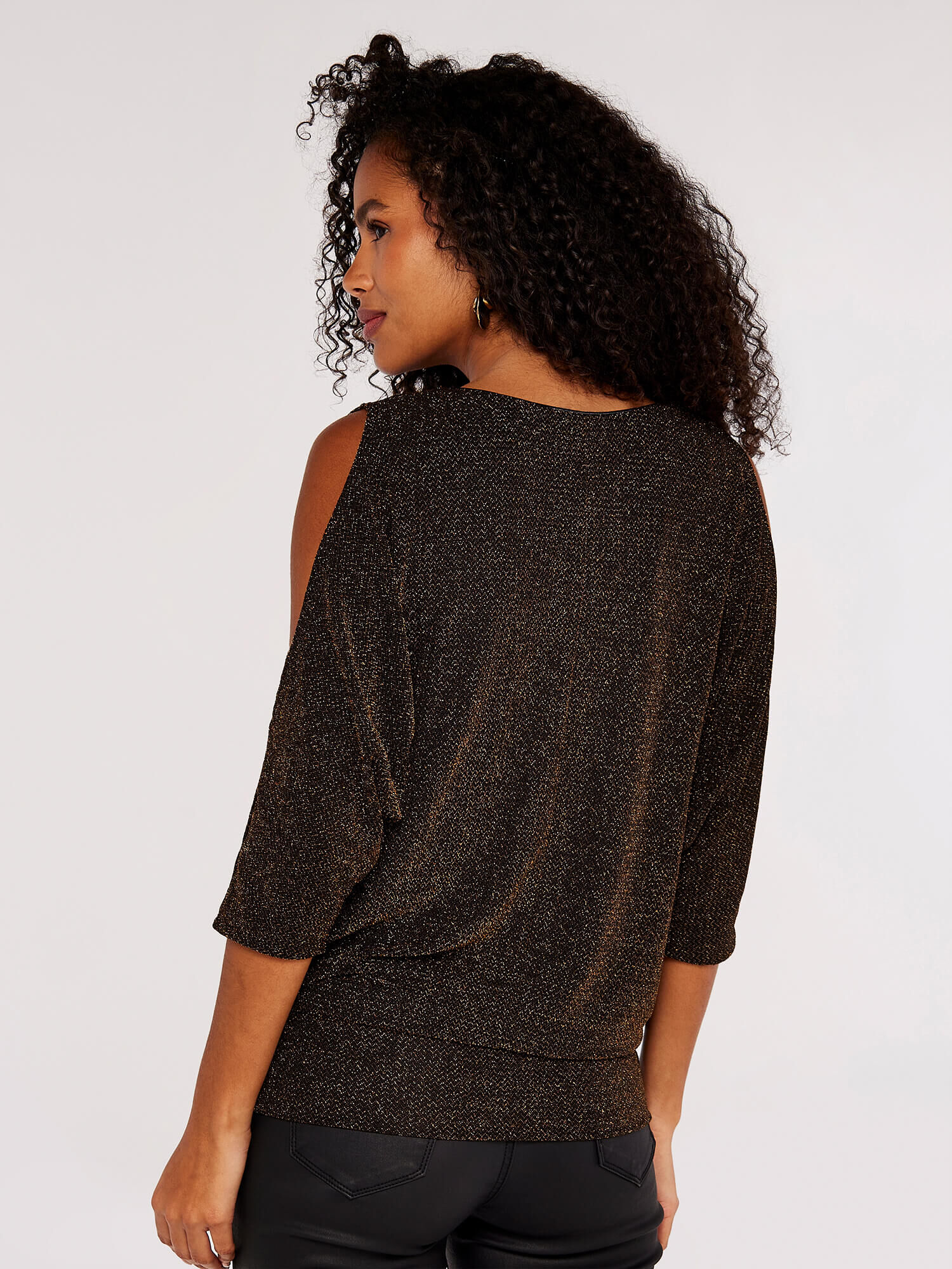 Cold shoulder hot sale glitter tops