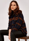 Pocket Plaid Shacket, Navy, large