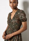 Peacock Feather Print Maxi Dress, Khaki, large