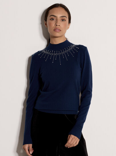 Rhinestone Gem Embellished Jumper