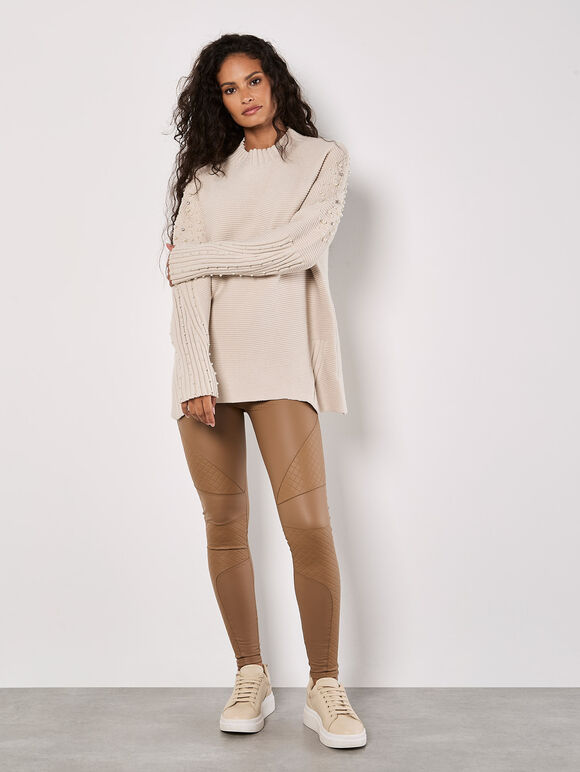 Pearl Gemstone Embellished Jumper, Stone, large