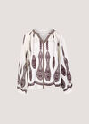 Floral Leaf Embroidered Blouse, Cream, large