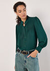 Ruffle Neck Chiffon Blouse, Green, large