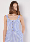 Stripe Button Detail Jumpsuit, Blue, large