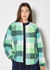 Reversible Check Fleece Quilted Jacket, Green, large