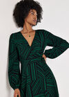 Mixed Stripes Mini Wrap Dress, Green, large