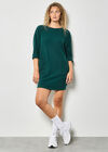 Ribbed Knit Cocoon Mini Dress, Green, large