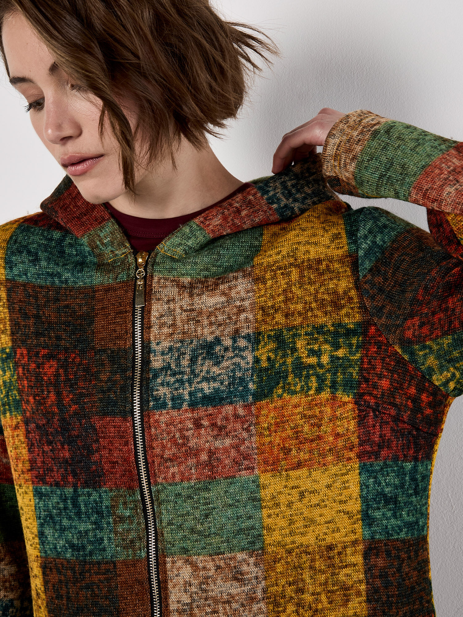 Colourful Check Hooded Coatigan | Apricot Clothing Colourful Check Hooded Coatigan | Apricot Clothing