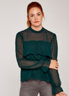 Sheer Dobby Long Sleeve Tiered Top, Green, large