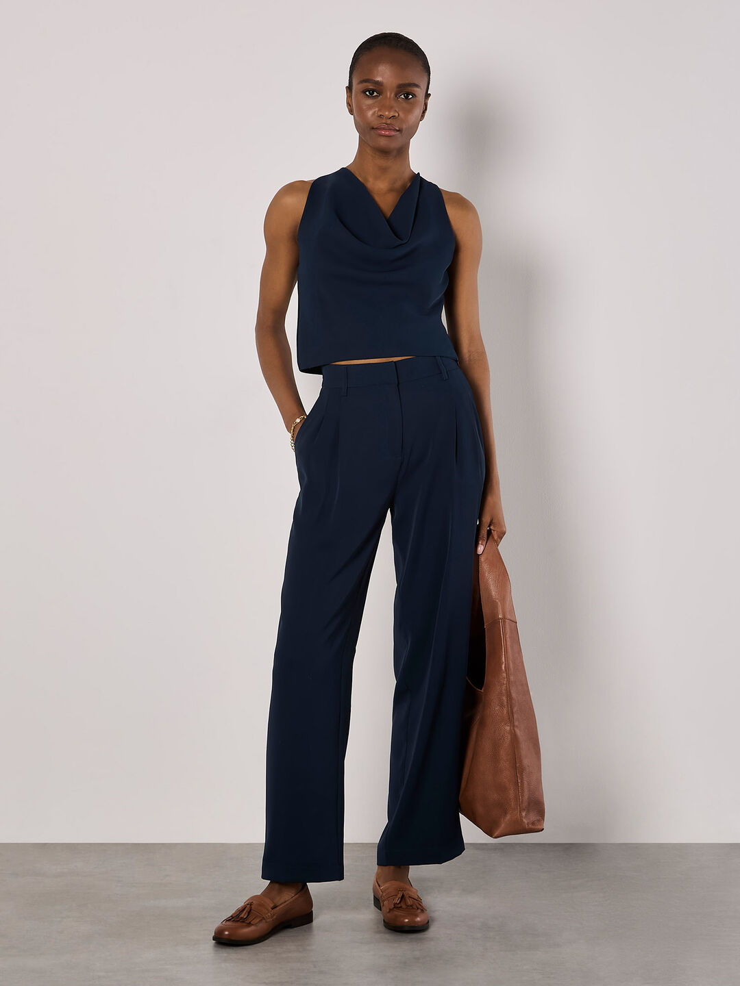Image of Soft Twill Wide Leg Trousers