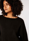 Oversized Batwing Boucle Jumper, Black, large