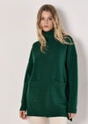Oversized Tunic Roll Neck Jumper, Green, large