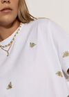 Gold Bee Embroidered T-Shirt, White, large