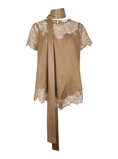 Lace Insert Satin Scarf Top