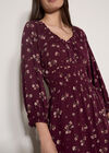 Floral Midi Dress, Burgundy, large